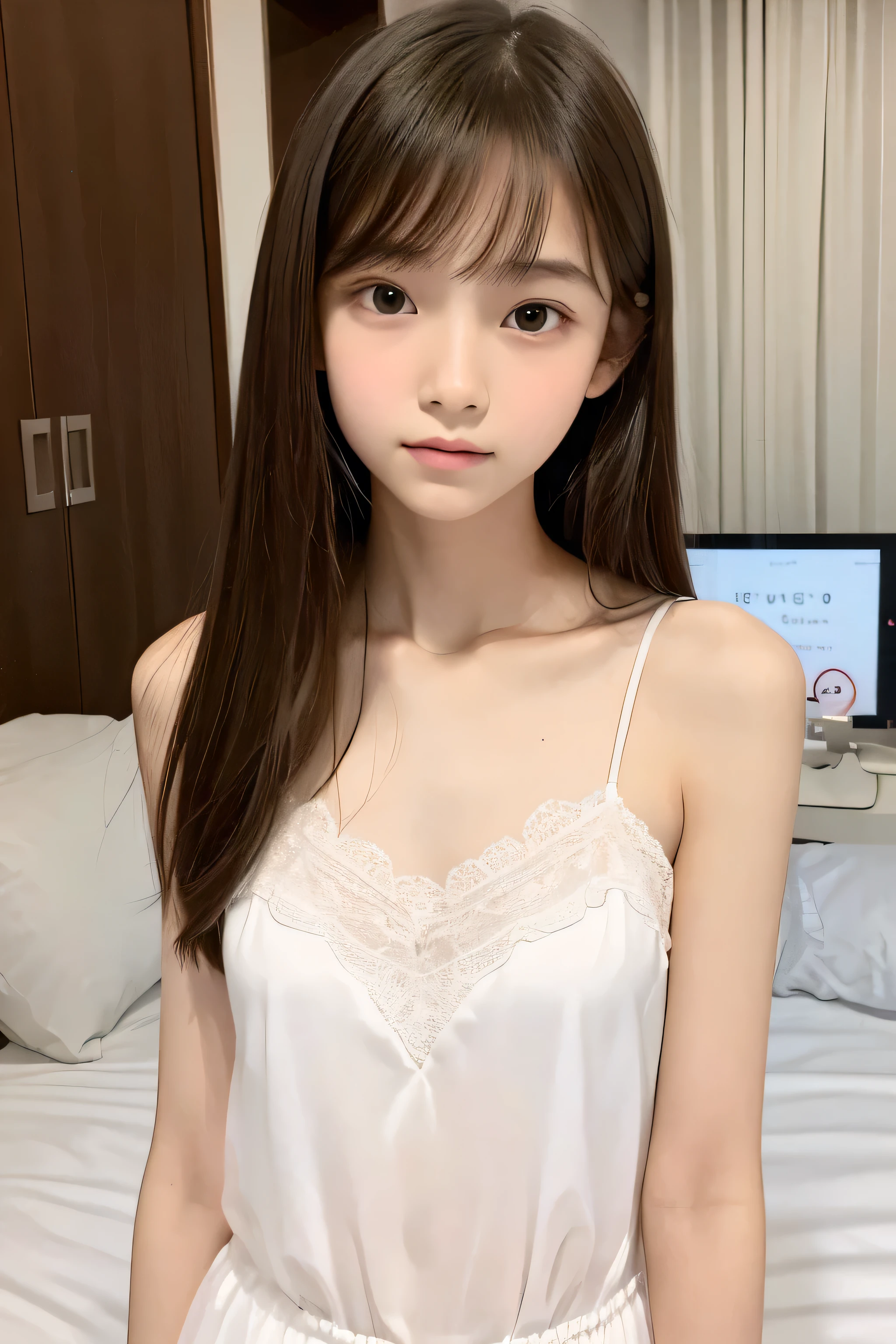 chapel、((Cultivated woman))、Sister、a miniskirt、(tiny chest:1.3)、(small tits)、Young shiny shiny white shiny skin、Best Looks、shiny light hair、a small face、cute 18yo girl
