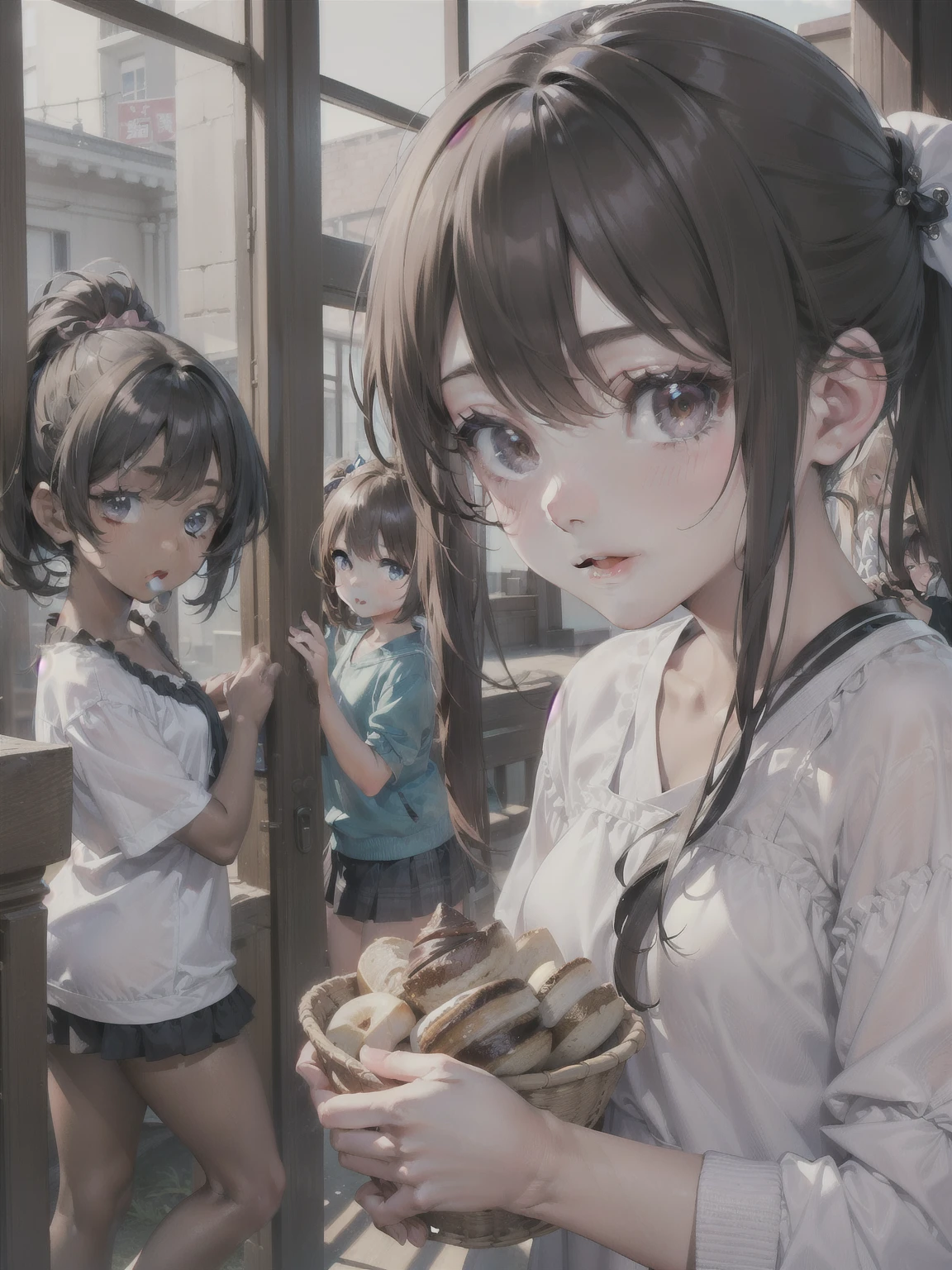 (((masterpiece, Best Quality)))，(((Three Girls)))，(((Three ***********s)))，((small:1.3))，Long eyelashes，浅Dark Skin, Very small young girl，Dark Skin，Brown hair in a double ponytail，非常にshort髪#1: short, Bangs，baby face，Round face，Big round eyes，Legs spread park，playground，Vibrant colors，(((Yuri)))，((orgasm))，，sweat，Green Hair，mini skirt，Upskirt，White simple panties，White knee-high socks，Girl hugging girl，cute，Out of breath，Thick, clear mucus on thighs，Sticky mucus on thighs，Open your mouth，Sticking out tongue，Thick, clear mucus，A little clear mucus，((small breasts))，(((Flat Chest)))，Thick, clear mucus on panties，Wet Panties，Clear mucus drips down my thighs，ing，Bedroom Eyes，Half-open eyes，Half-closed eyes，((Clear View))，((Best Quality))，((high detail))，Thick, clear mucus on panties，Dripping from panties，Obscene face，A little clear mucus on thighs，Dripping saliva，Sticky thighs，Obscene，Clear liquid on thighs，((Multiple Girls))，((Multiple people))，Exposing breasts，Hard nipples，Saliva trace，((Hugs))，((Kiss))，((nsfw))，((Not safe at work))，(nsfw) Not safe at work，same-sex love，Lesbian，Lesbian姉妹，Put your tongue on my thigh，Licking each other，Teasing each other，(Camel Toe)，(Camel Toe)，(small tongue)，(short舌)，((Dripping Panties))，female orgasm，Mischievous look，((No shirt))，((No.)))，((Tops))，Obscene，Licking panties, Licking the thighs，Exposing Thighs，((Bottomless)), Take off your clothes, Take off your skirt, Take off your shirt, Remove your bra