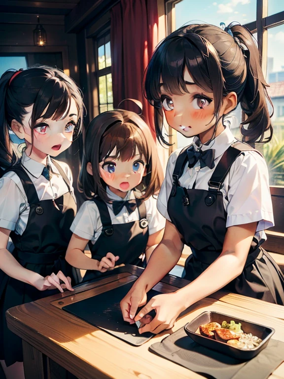 (((masterpiece, Best Quality)))，(((Three Girls)))，(((Three ***********s)))，((small:1.3))，Long eyelashes，浅Dark Skin, Very small young girl，Dark Skin，Brown hair in a double ponytail，非常にshort髪#1: short, Bangs，baby face，Round face，Big round eyes，Legs spread park，playground，Vibrant colors，(((Yuri)))，((orgasm))，，sweat，Green Hair，mini skirt，Upskirt，White simple panties，White knee-high socks，Girl hugging girl，cute，Out of breath，Thick, clear mucus on thighs，Sticky mucus on thighs，Open your mouth，Sticking out tongue，Thick, clear mucus，A little clear mucus，((small breasts))，(((Flat Chest)))，Thick, clear mucus on panties，Wet Panties，Clear mucus drips down my thighs，ing，Bedroom Eyes，Half-open eyes，Half-closed eyes，((Clear View))，Thick, clear mucus on panties，Dripping saliva，Clear liquid on thighs，((Multiple Girls))，Exposing breasts，Hard nipples，Saliva trace，((Hugs))，((Kiss))，((nsfw))，((Not safe at work))，Lesbian Sisters，Put your tongue on my thigh，Licking each other，(small tongue)，(short舌)，((Dripping Panties))，female orgasm，Mischievous look，((No shirt))，((Tops))，Obscene，Licking the thighs，Exposing Thighs，((Bottomless)), Take off your clothes, Take off your skirt, Take off your shirt, Remove your bra