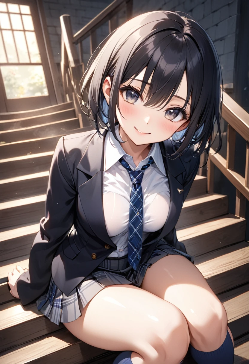 Full body giant breasts school clothes