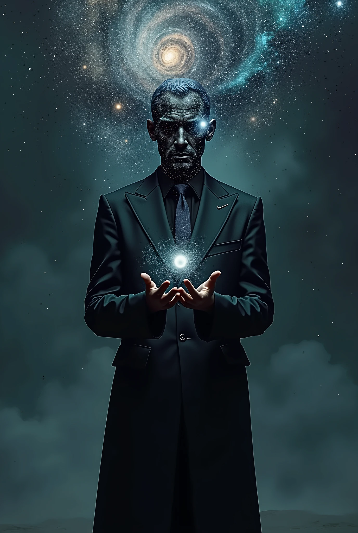There is a man in a suit and tie holding a light - SeaArt AI