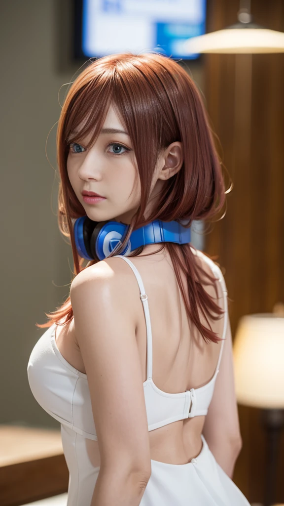 （（dressed casually、Long、Long bangs、red hair、eBlue eyes、Colorcon、Big blue headphones around your neck））、（NSFW、8K、RAW photography、top-quality:1.4、A high resolution:1.4、tmasterpiece:1.4）、（hyper realisitc:1.4）、1girll、hentail realism、The ultra-detailliert、Photorealsitic:1.4、unbelievable Ridiculous、ulzang-6500-v1.1:0.33、closeup cleavage、Floating hair、Soft light、Cinema lights、filmgrain、full bodyesbian、depth of fields、blurred back、bokeh dof:1.4、eyes focus、angle of view、85mmレンズ、f/1.4、profesional lighting、lense flares、Luminous Particle:0.6、Professional Writing、porate:0.6、フォトンマッピング、Radio City、physically-based renderingt、Transparency、one-girl、well-styled、light-skinned:1.1、adolable:1.5