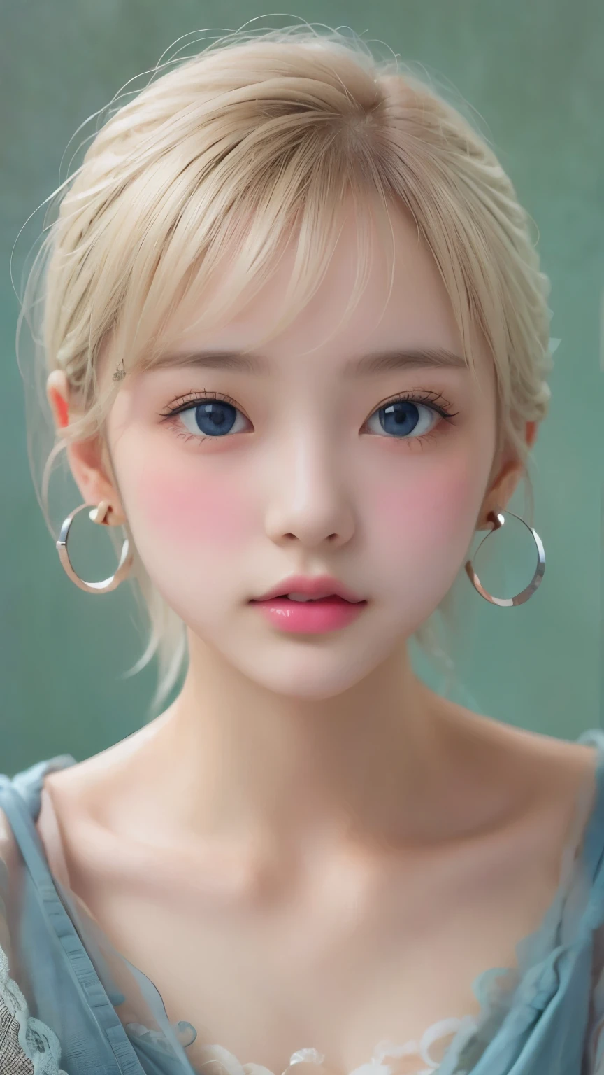 ((sfw: 1.4)), ((detailed face,  professional photography)), ((sfw, extra short hair, sidelocks-hair,  blond hair, Large, clear sky-blue eyes, earrings, 1 Girl)), Ultra High Resolution, (Realistic: 1.4), RAW Photo, Best Quality, (Photorealistic Stick), Focus, Soft Light, (()), (( (young face))), (surface), (depth of field), masterpiece, (realistic), woman, bangs, ((1 girl))
