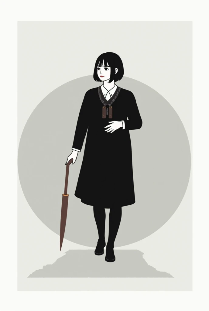 anime. Young woman. Fat basin. a cold. sneezes. Described. standing. Full body.