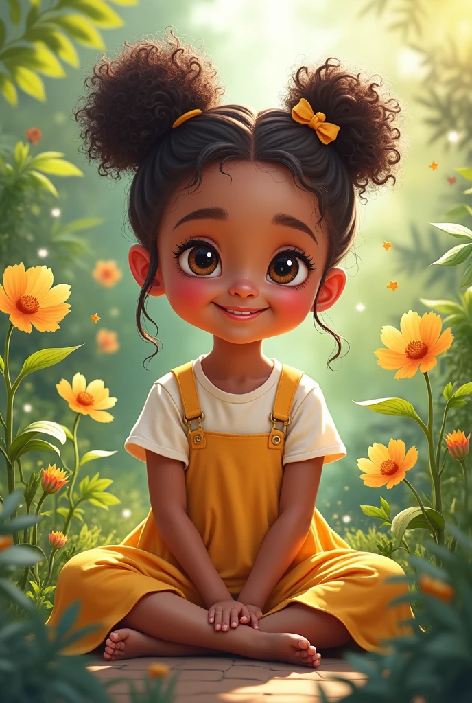 (cute chubby black baby girl smiling with ponytails wearing overalls, flowers, butterflies) Munchkin, Geometric multidimensional wall portrait, livro de arte, Tchibi,
Yang08k, Beautiful, Colouring,
Obras, of the highest quality, best quality, Arte Oficial, Beautiful and Aesthetic,