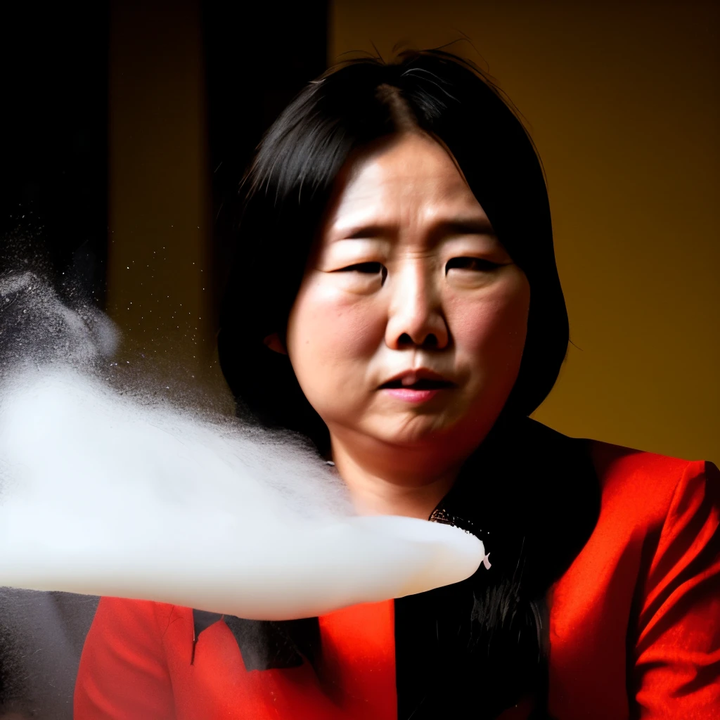 A woman turning into ectoplasm、