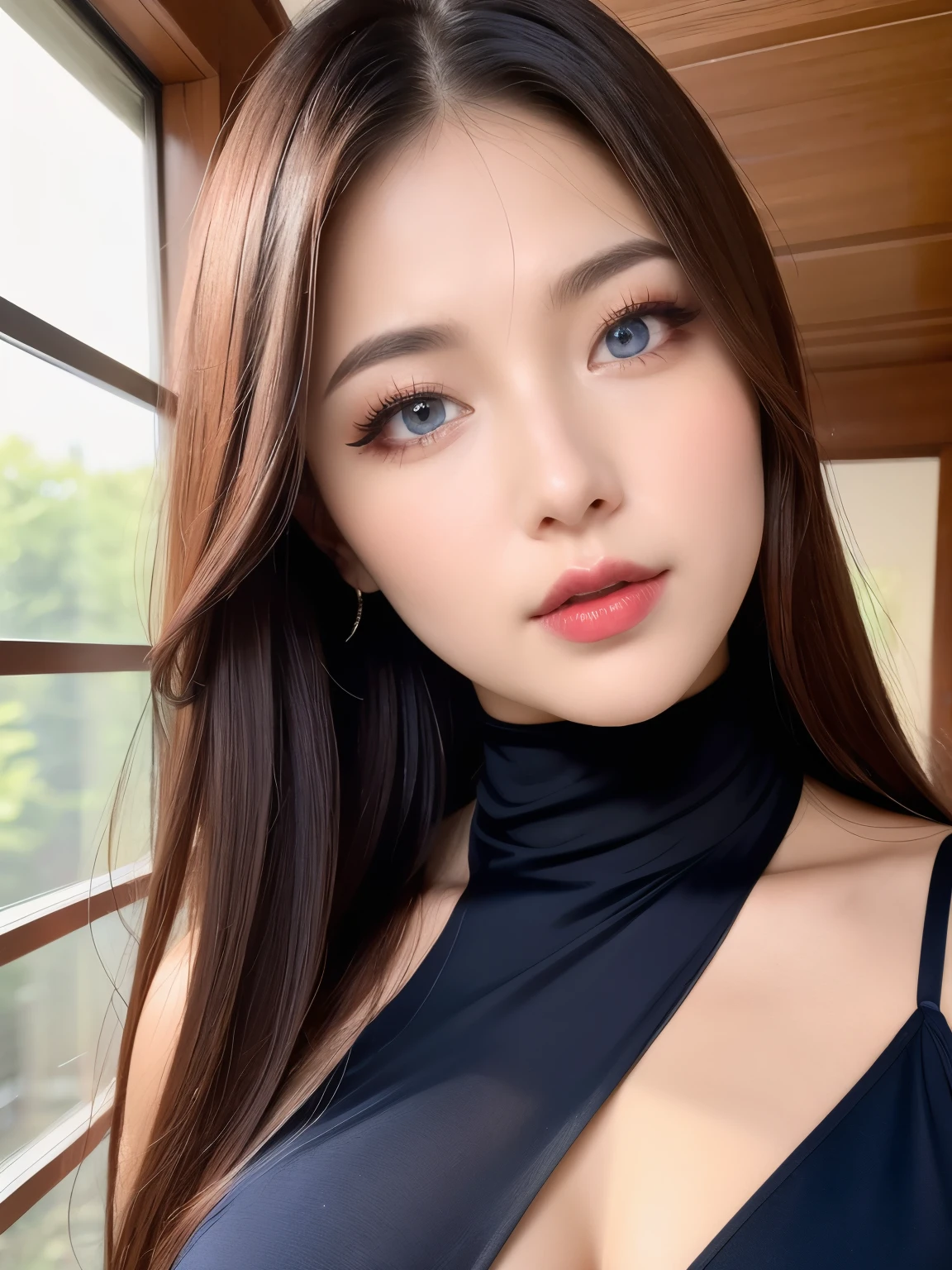 (Dark red right eye), (Left eye is dark blue), (((masterpiece))), (((Best Quality: 1.4))), ((Super detailed: 1.4)) , A lovely woman, Gorgeous Chinese Model, Translucent dress, Purple, Heterochromia, See-through dress, Gorgeous exotic features, Amber neon eyes:1.5,  Shining silver hair, Highly detailed facial features, Expressive Face, Detailed Texture, Natural Skin Shader, , wonderful, Skin-tight dress, Japanese Model, Volume determination, Warm shades beneath her skin, Eyeshadow、Professional Makeup、Gorgeous makeup、Portraiture、Sharp Eye、Ultra-high resolution full body shots、Heterochromia: blue on the left and red on the right, Heterochromia