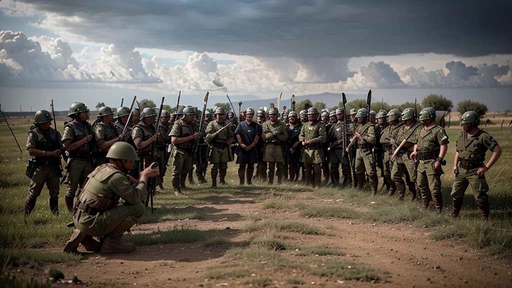 Muslim people war western army fighting scene