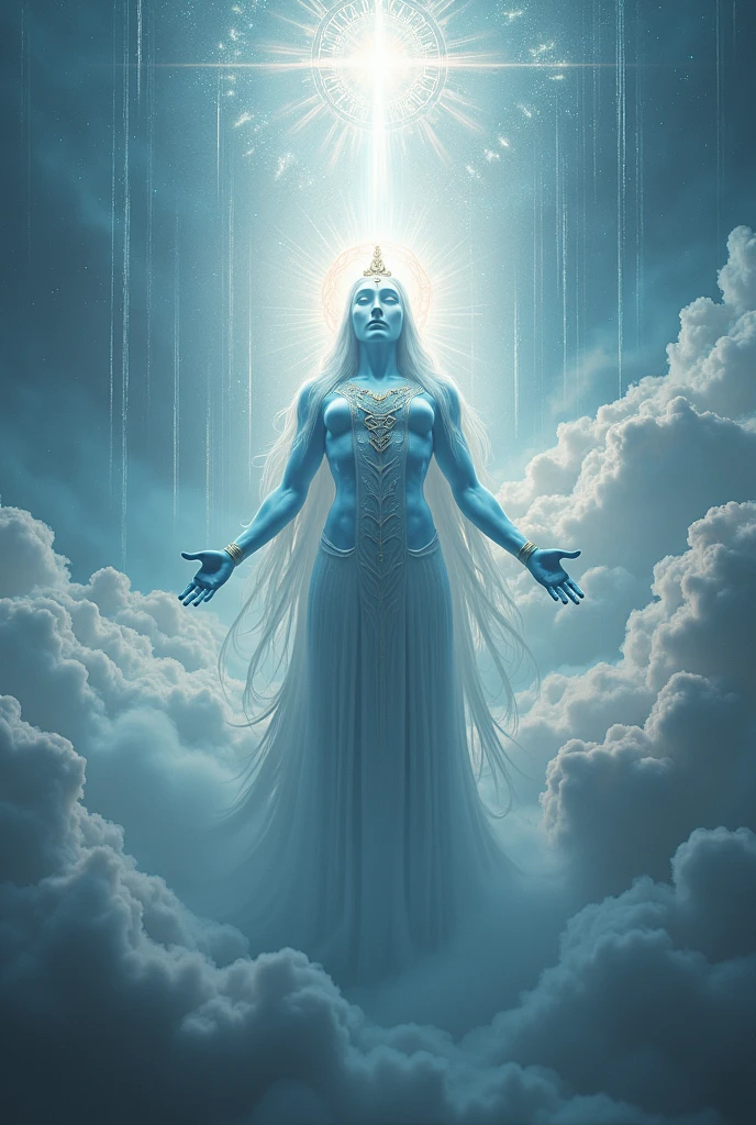 Vishnu's Cosmic Embrace: Vishnu with his arms outstretched, encompassing galaxies and stars within his embrace, his form blending seamlessly with the universe.