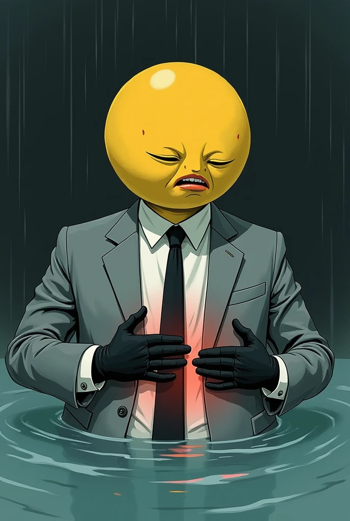 njsxzs, necktie, shirt, formal, suit, open mouth, collared shirt, white shirt, solo, black necktie, 1boy, slime (substance), male focus, yellow skin, upper body, jacket, short hair, black jacket, black hair, realistic, neon, green, slime tutorial, beetlejuice inspired, underworld vibes zPDXL