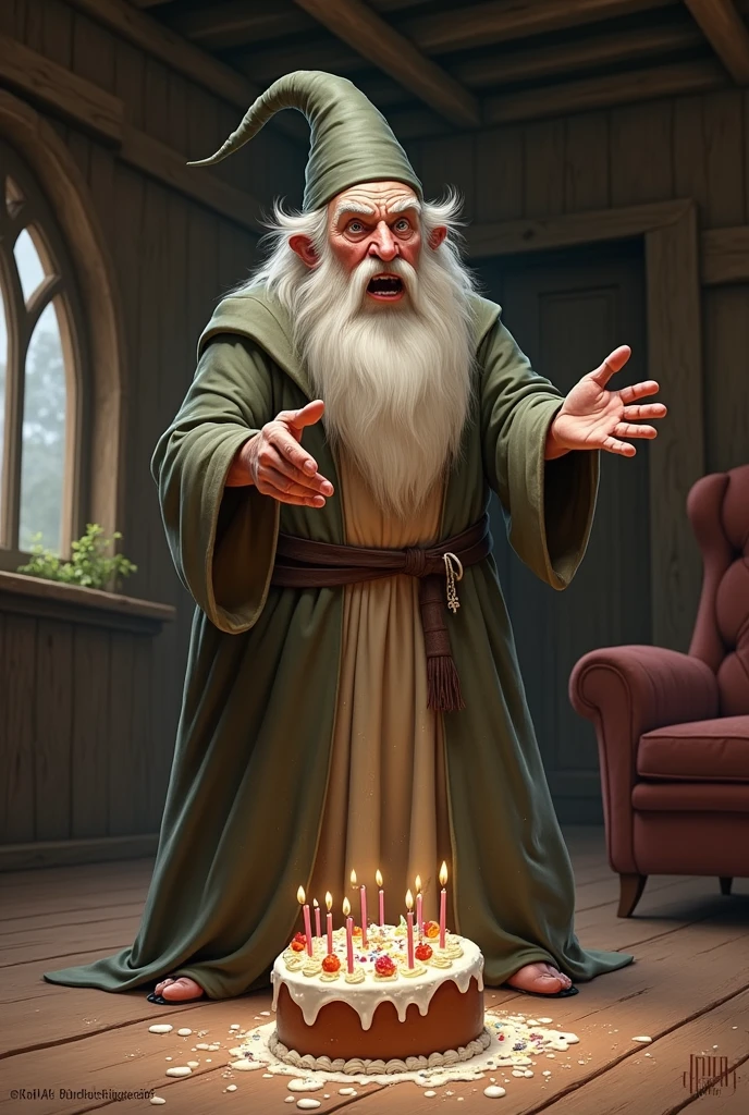 Gandalf with a perverted face , purple color your clothes