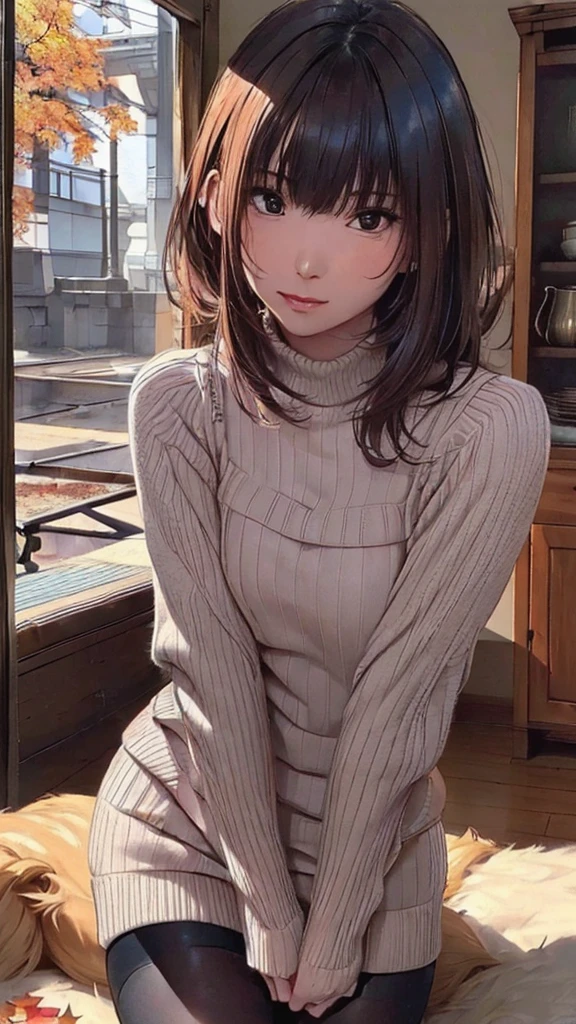 (random porn pose),(Highest image quality,(8k),ultra-realistic,best quality, high quality, high definition, high quality texture,high detail,beautiful detailed,fine detailed,extremely detailed cg,detailed texture,a realistic representation of the face,masterpiece,Sense of presence),sweater,tight mini skirt,stockings,Engineer boot