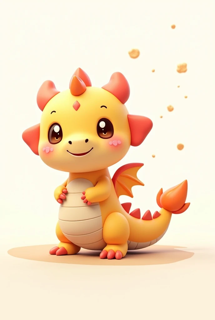 A dragon chibi cartoon with an orange chibi cute
(Have an small orange beside a dragon in the picture)