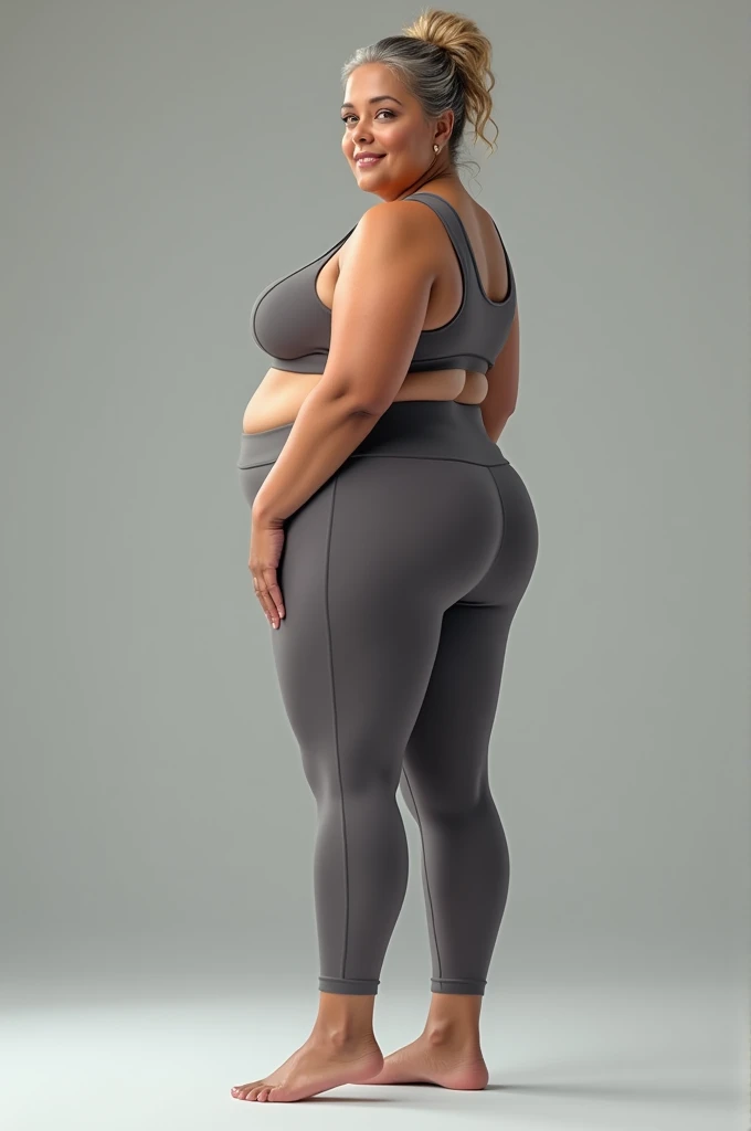Big ass in tight female pants covered in semen
