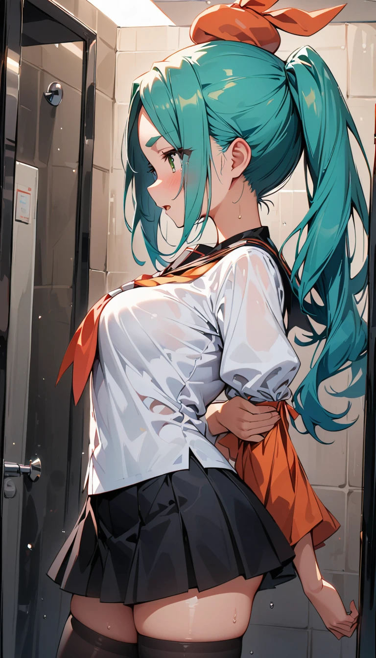 hatsune miku,sky blue hair,Hands tied behind your back　Red rope, Tortoiseshell binding, Very large breasts　first round　Being taken away　whole body緊縛, 　 While crying　 Hands tied behind back with rope, Highly detailed face, Perfect lighting,, (Perfect hands, Perfect Anatomy), Very big boobs 　whole body緊縛, whole body((shibari, Put your arms behind your back:1.4)), ((Put your hands behind your back)), ((Tied up with rope)), ((Tie your hands behind your back)), ((Rope Restraints)),,(steam:1.5),(Wet:0.8),(trembling:1.0),(tears:1.5) ,(drooling:0.6),(sweat:0.8),(Drooling:1.2),Open your mouth,