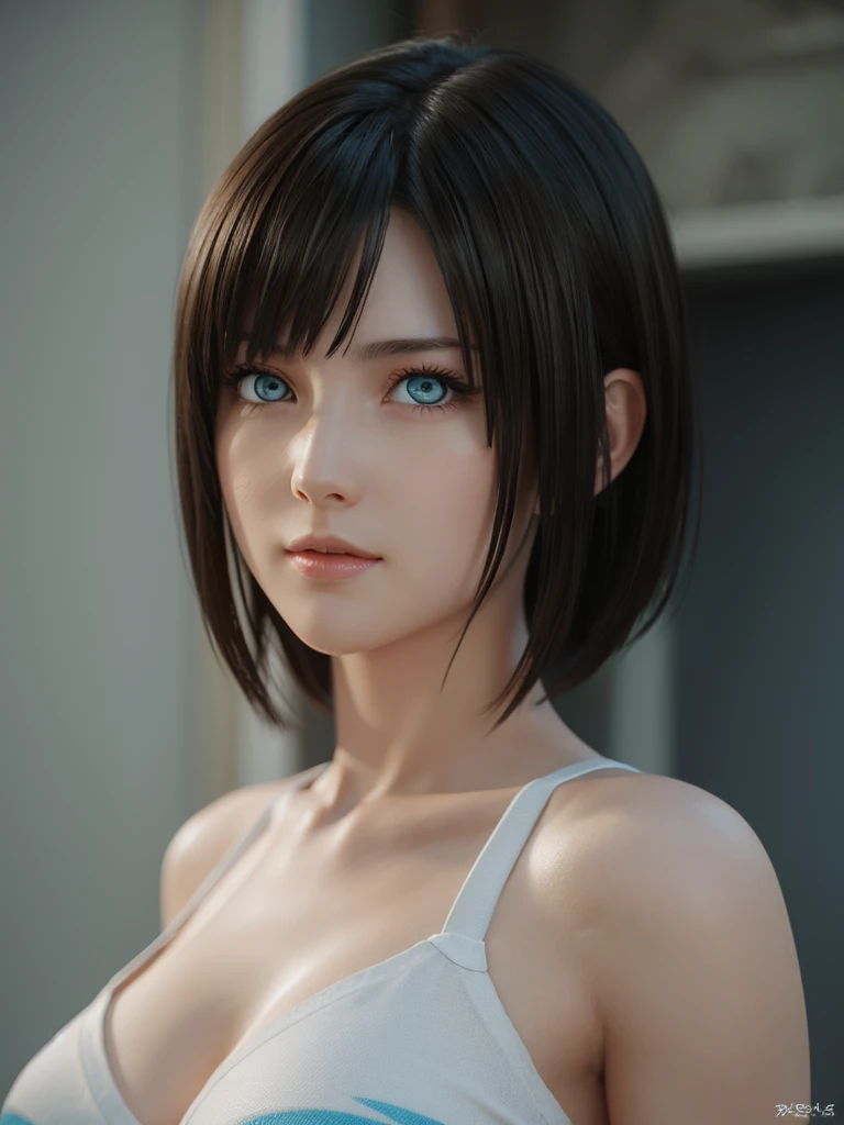 ((best quality)), ((masterpiece)), ((Realistic)), mikasa ackerman, short hair, beautifull, high angle, dynamic