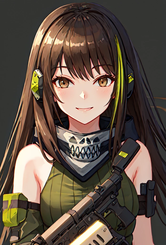 best quality, masterpiece, High resolution, One, {m4a1_girlsfrontline:0.90}, smile, happy, One_eye_closed, portrait, looks at the viewer