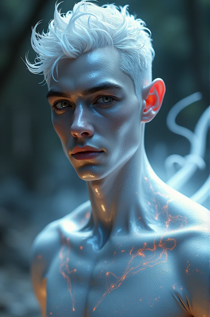 i want pure devine pale skin , men, dark background, 8K