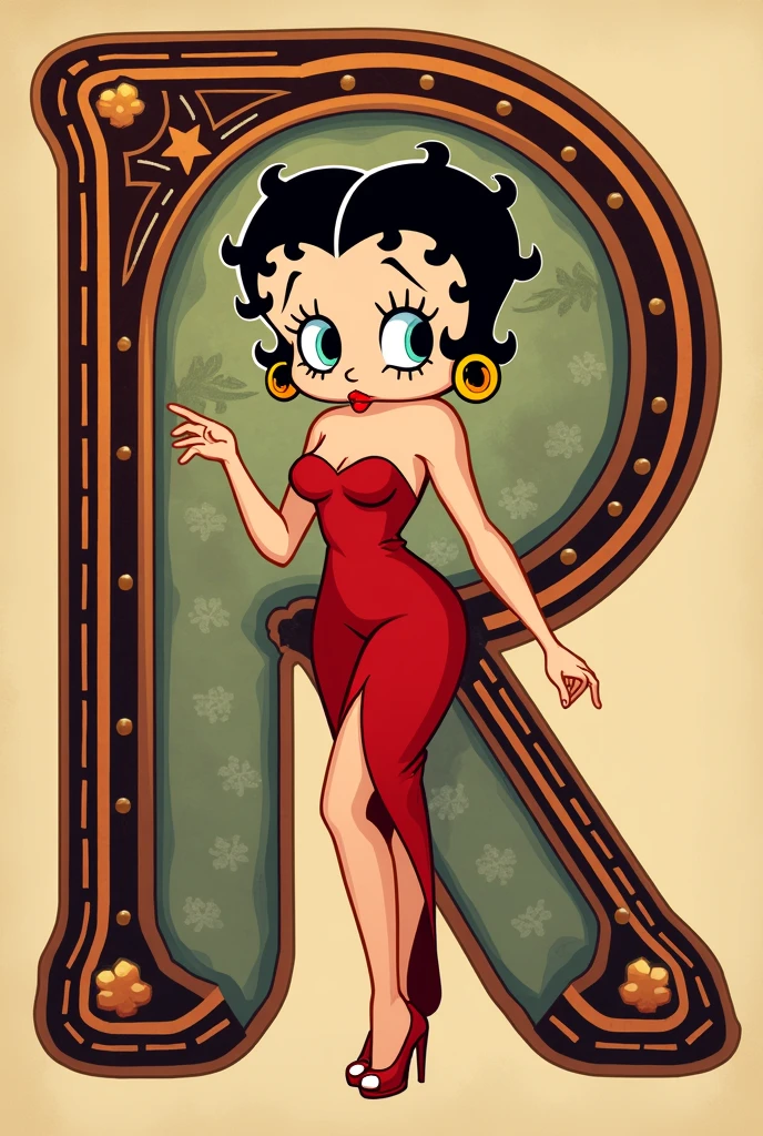 full body of the most epic Betty Boop, with a cute smile, as an absolutely stereotypical epic sexuel icon, in extreme high heeled stilettos, color drawing established shot --auto
