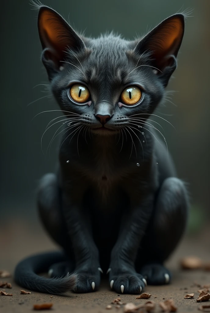 one girl, fox ears, , pure, cute naked, topless, a cat human Mix, human Body, big tits, furry skin, hairy nose , whiskers big eyes, black fur, Cat eyes