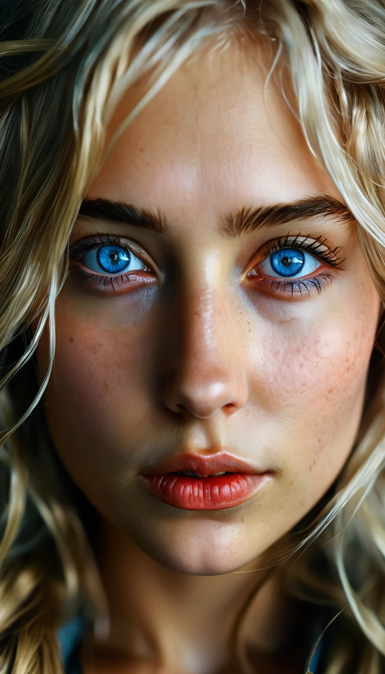 Masterpiece, most absurd,award-winning photo, extremely detailed, toll, Fine details, extremely detailed eyes and Face, by Lee Jeffries Nikon D850 Film Stock Photo 4 Kodak Portra 400 Camera F1.6 lens, rich colors, Hyperrealistic, lifelike texture, dramatic lighting, Unrealengine, trendy on Artstation, CineStill 800 Tungsten, nice rud_woman, a woman with long blond hair and blue eyes ,perfect rud_Face, perfect rud_Body