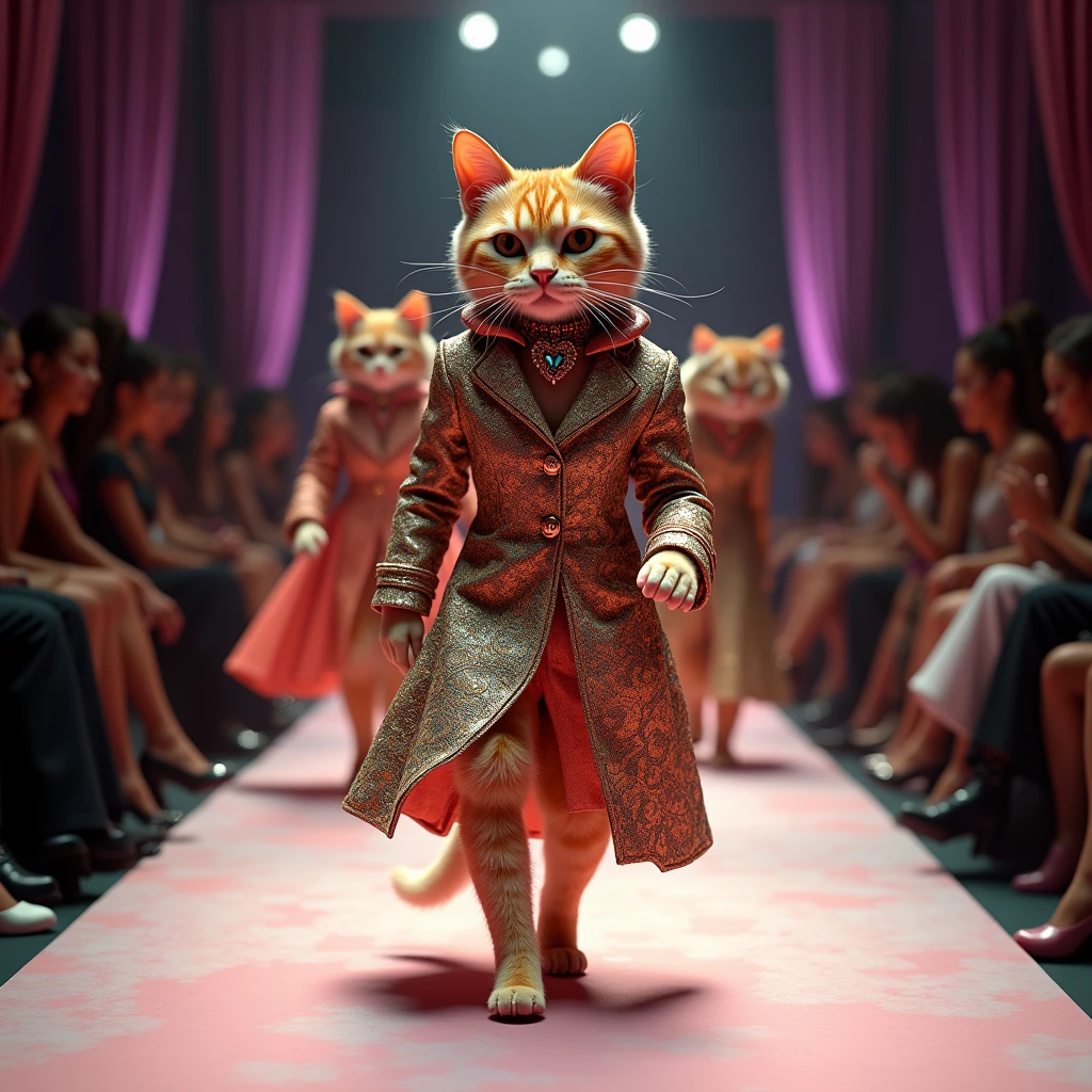Cat
in a dress fasion show competitions 
