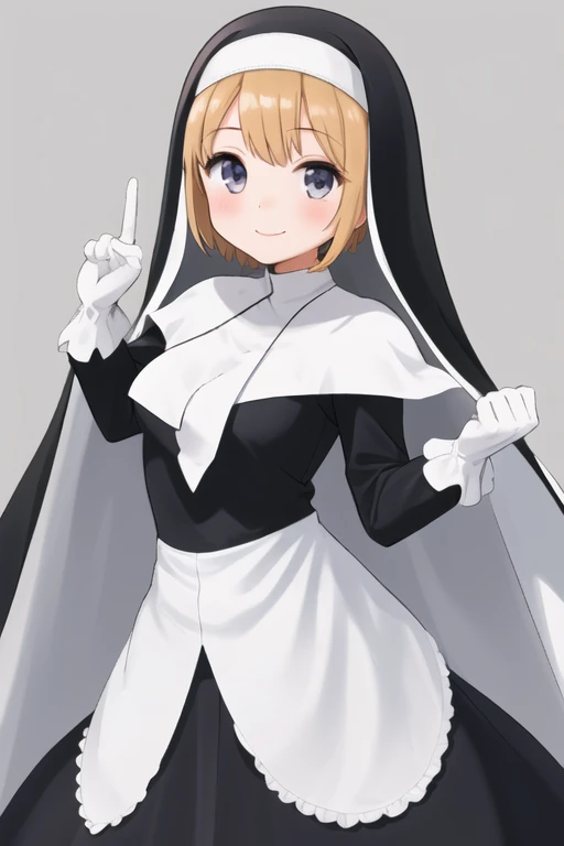 incubation, a girl, smile, nun, long skirt, white gloves, cape