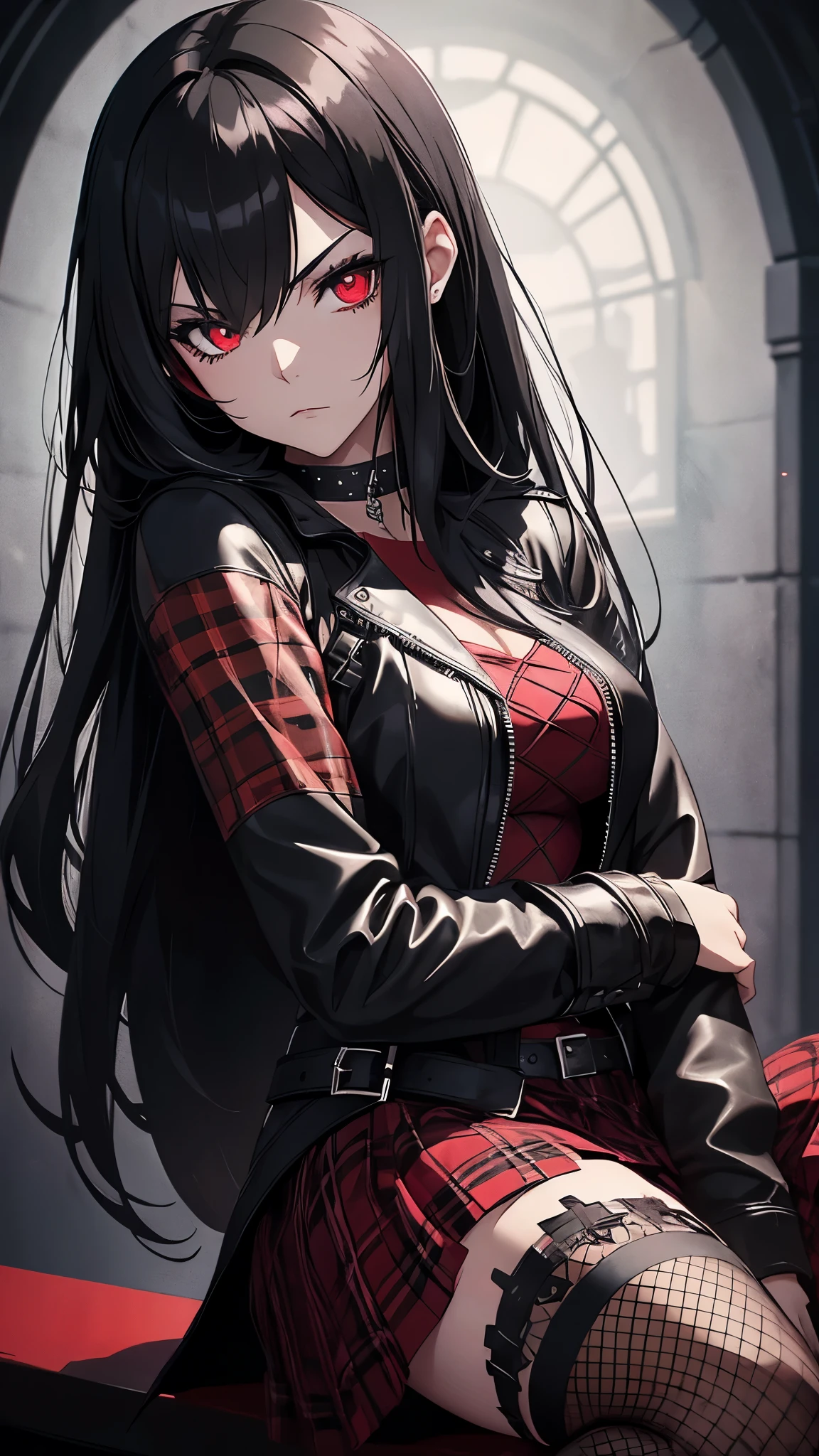 One girl, Red eyes, High-resolution model, Twin tails, Black Hair,Night Park,Swing,Black mask on face,An evil look,