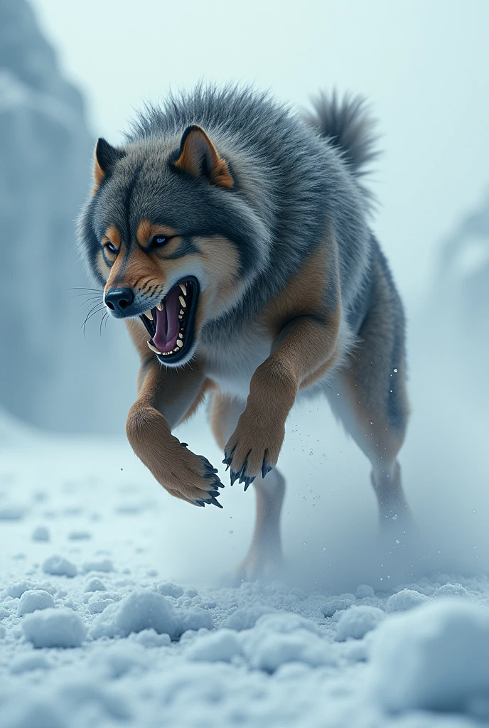 solo, male, anthro, (Husky), by seyorrol, digital artwork, ((detailed background)), intricate detailed blizzard background, heavy blizzard, mysterious shadows, realistic shading, (epic, masterpiece, high quality, 8k, ultra HD, absurd res, top quality, best quality, max quality, masterpiece), ((sexy, feminine body)), cloudy sky, (realistic fur), looking away, ((perfect hands)), struggling to walk through blizzard, close to camera, ((serious expression, baring teeth, realistic teeth, perfect teeth)), snowing very heavily, nighttime, (((half body))), (((nude, sheath, ballsack, leaking cum from sheath, nsfw)))