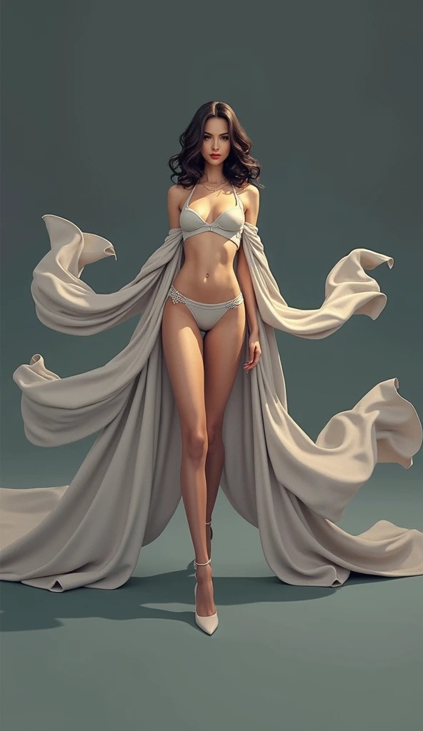 Anime, Watercolor, Chinese Painting, Painting, Art, (White Background: 1.4), Original, (Illustration: 1.1), (Boutique), (Masterpiece: 1.1), (Color: 0.9), (Medium Scene: 1.4), (Full Body: 1.05), (Single: 1.2), Clear and Sharp Focus, Indoors, Looking at the Audience, A Naked Young Woman, ((Beautiful)), Beautiful Face, Brown Hair, Black Eyes,