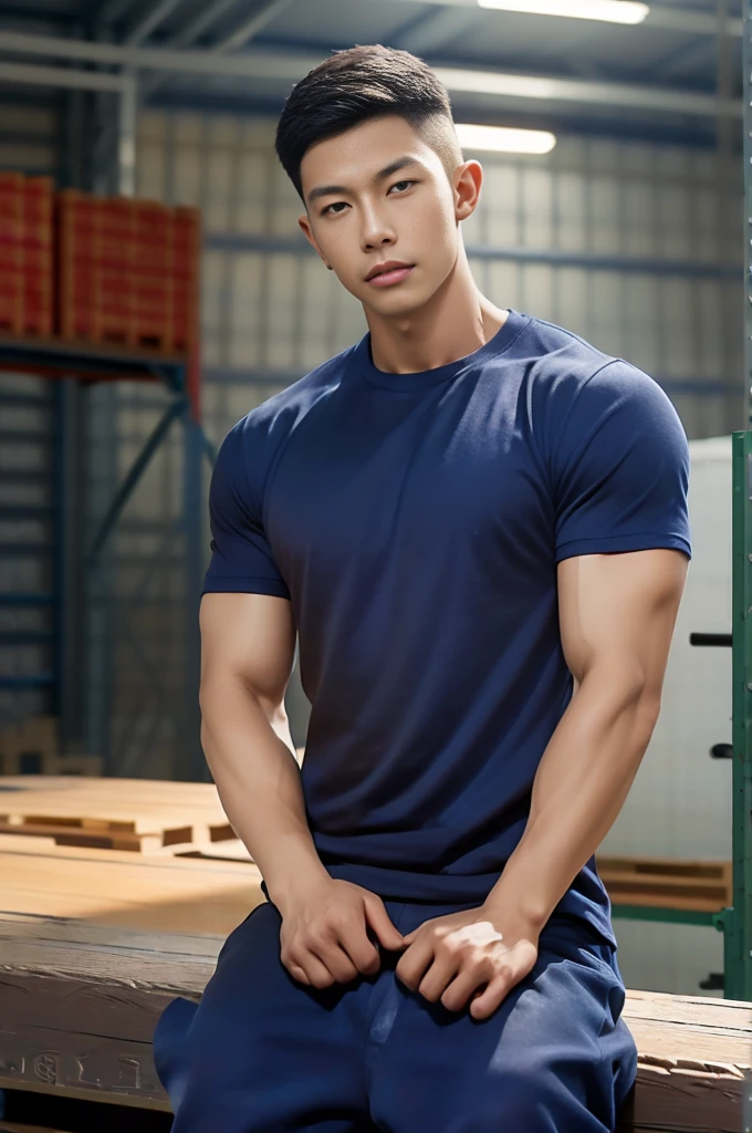 (NSFW: 1.2),独奏: 1.5, (As a matter of fact, Masterpiece, 8k HD, good light quality, sportswear, fit the face, complicated details), A handsome, muscular young Korean man sits at a table, with muscular arms. , 20 years old, be happy, detailed face, delicate eyes, look at the sky, Wear a tight blue t-shirt.:1.6 , jeans period, black eyes, Black hair color, ผมsmooth, smooth，Surreal，Superb details，Highest quality，real，Open your mouth to talk. , Close your eyes., (standing in the football field:1.1),(genital very long big :1.8),(Erection of the penis:1.5),