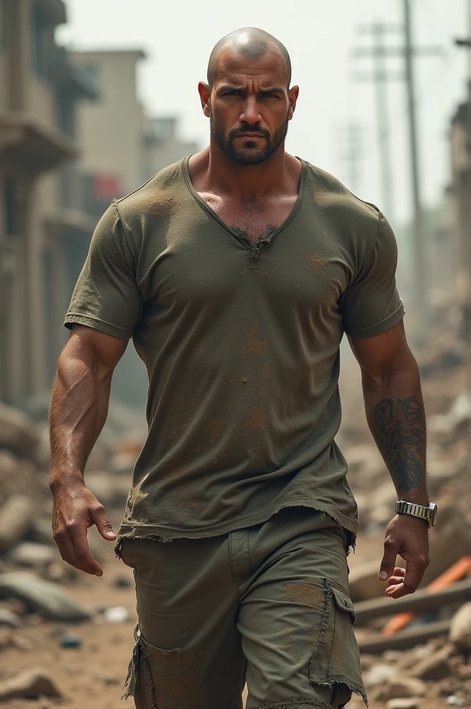 homem musculoso forte, Raiva de rua, mochila, Magnificent realism, fotografia, desbotado, coisas complexas ao redor, Antecedentes complexos, Wet, Cores Neutras, ((((NFFSW)))), (((( cores silenciadas)))), Cenas complexas, art stations, detalhes intrincados, vinheta