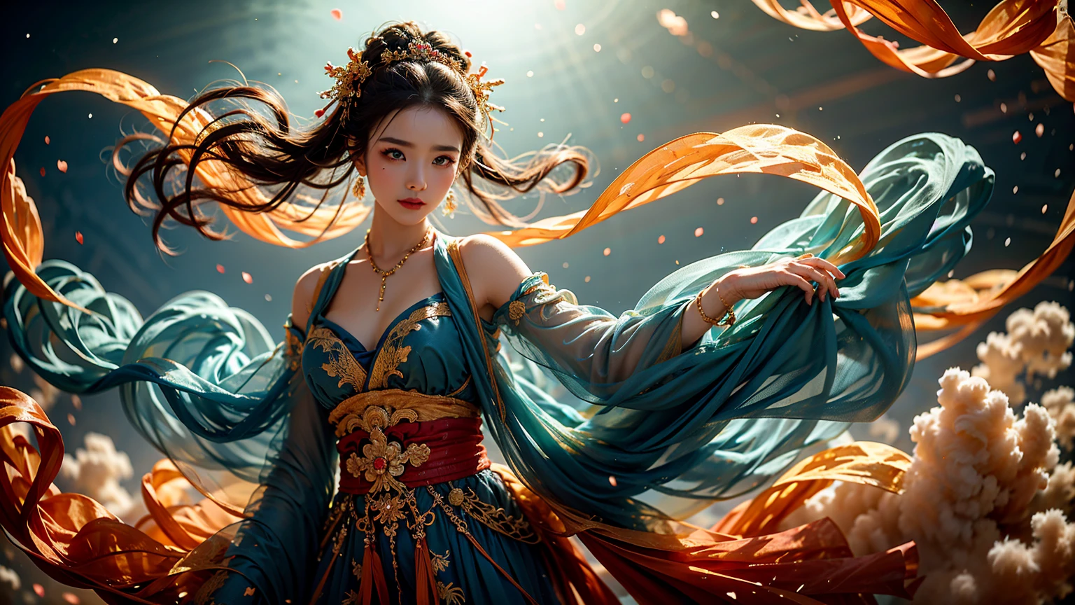 1girl,dunhuang,
masterpiece,best quality,32k uhd,hdr,dtm,cinematic lighting effects,wide shot,wide-angle lens,super vista,super wide angle,exquisite facial features,super delicate face,best fingers, sexy