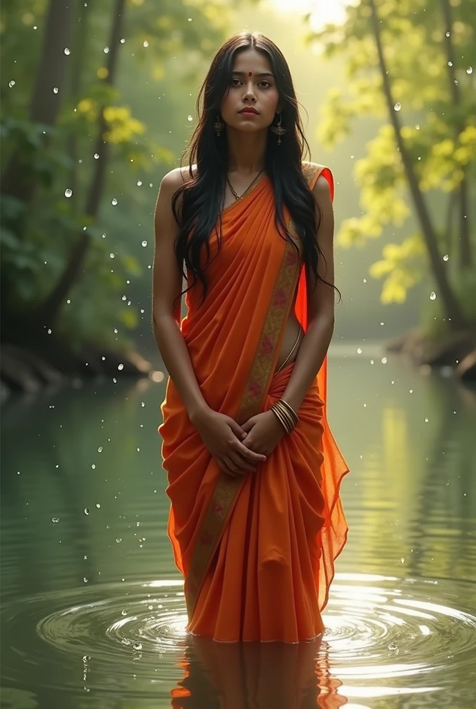 Indian girl wading