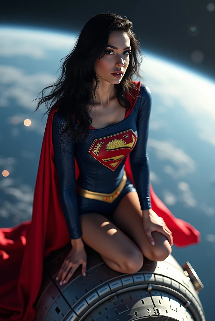 Super woman flying in Pluto 
