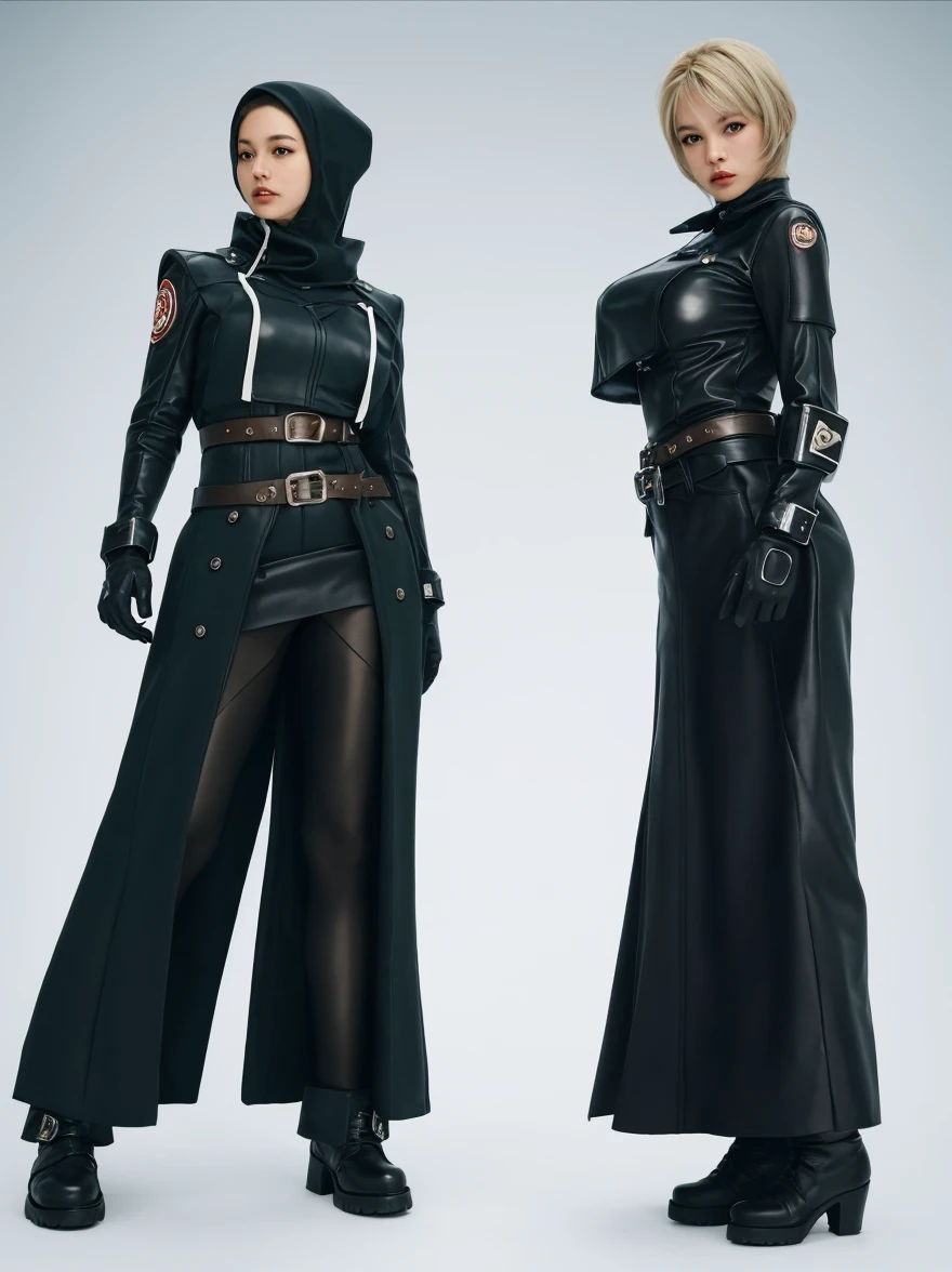 Human, Female, "pale white skin", "short red hair", "green eyes", "black mechanics coveralls", full body pose,