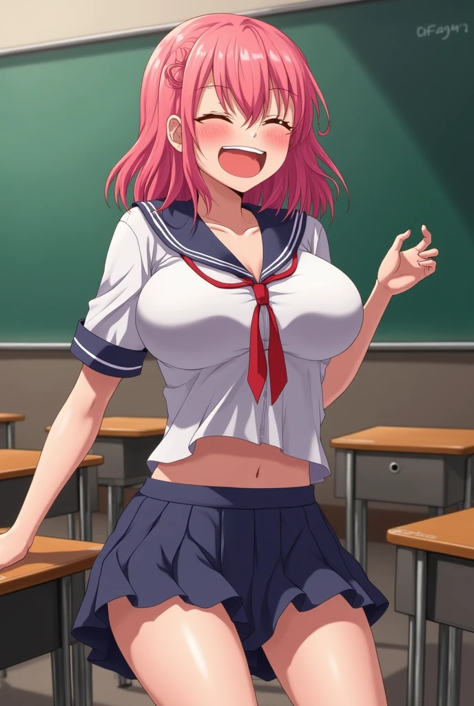 (Highest quality, 4K, 8k, High Resolution masterpiece:1.2), Very detailed, Picturesque, Anime-style photos, Photo Animation:1.37)、a beautiful girl、(Brunette Hair)、(pixie cut)、highschool uniform、white shirt、checked scart 、gyaru、tan、in the class room、1boy and 1girl are having sex、missionarie、many penis、massive bukkake、Ecstasy face、trembling、Sweat、Drooling、crying、vapor、Black choker、pierce、necklace、bracelet、all human completely naked