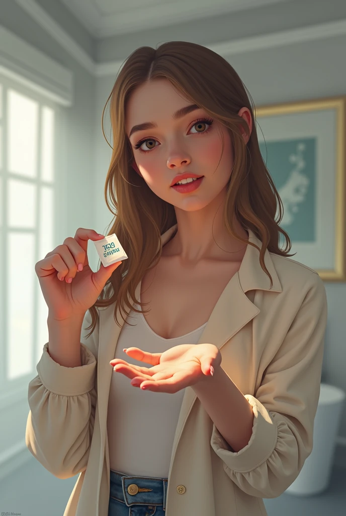 ((Лучшее качество)), ((шедевр)), (подробный), A naked girl with brown hair in a bikini holds scissors in her hands and cuts off a man's small penis