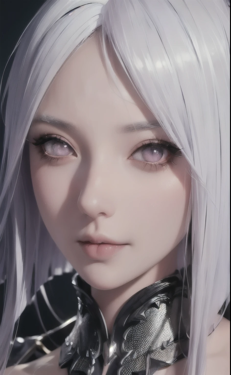 (8k detailed portrait, sharp focus, 1 girl, white hair, upper body, Midoridef, (high quality:1.2), (High detail:1.2), (master part:1.2), (extremely detailed:1.2), beautiful detailed eyes, beautiful detailed lips, extremely detailed face, long eyelashes, serene expression, realistic, photorealistic, studio lighting, vivid colors, intricate details)