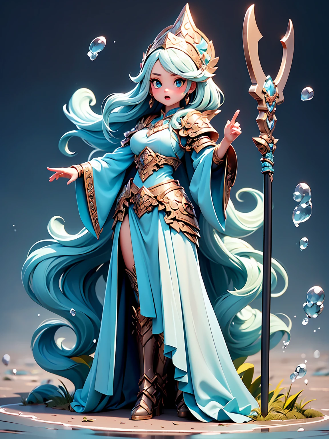 (dynamic angle:1.4), ((full body pose:1.5),2. 5D CGI Anime Fantasy Artwork, official character art, Kushart Krenz Key Art Feminine, shadowverse character concept, 3 d render official art, anime goddess, jrpg character art, render of a cute 3d anime girl