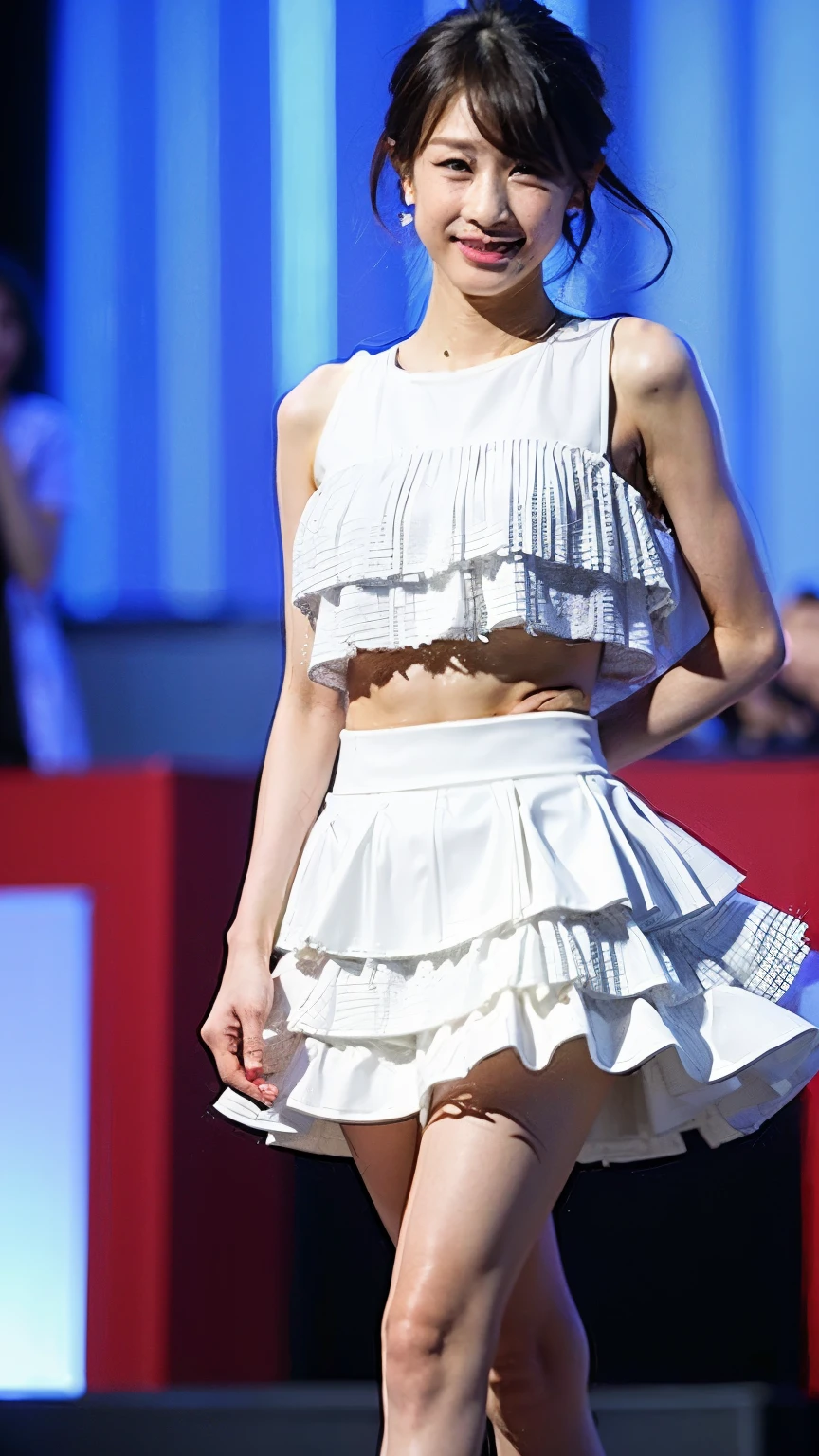 (((Big Breasts:1.52)))、((Viewing angle from below、Highest quality、masterpiece、32k、Every detail))、Descend the outdoor stairs、commute、Systemic symptoms、Very loose camisole、Pleated skirt、(((A strong wind blows my hair and skirt away:1.62)))、((Shoulder strap can be worn diagonally:1.83))((Extremely precise and accurate anatomy:1.0)), (photo Realistic:1.4), (hyper Realistic:1.4), (Highest qualityのRealisticな肌の質感:1.4), (Improvement of quality:1.4), (Enhances the beauty of skin texture:1.1), Clean and glowing skin, mesh, thin:1.2, (Realistic:1.3), Realisticなライティング, (Smoother lighting:1.05), (Improving the quality of cinema lighting:0.9), Backlight, A gentle light on your face, Ray Tracing, (Bright light:1.2), 32k, One Japanese woman, fine grain, Detailed face, (Film Grain:1.1),(Accentuates body lines:1.1), High resolution, Natural look, Kind eyes, Improves hair quality, Delicate light and shadow, 、One Girl, alone、(((mini skirt, No underwear:1.22)))、Big Breasts、barefoot, High heels