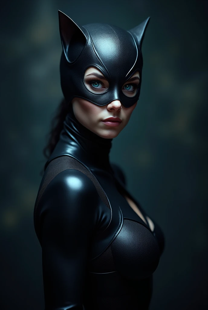 Masterpiece, Best quality, Catwoman from DC Comics，Black tight rubber overalls，face guard，Blindfolds，Black cat ears，abstracted, Psychedelic, neonlight, (honeycomb pattern), (Creative:1.3), Sy3, SMM, Fantasy00d，dynamicposes