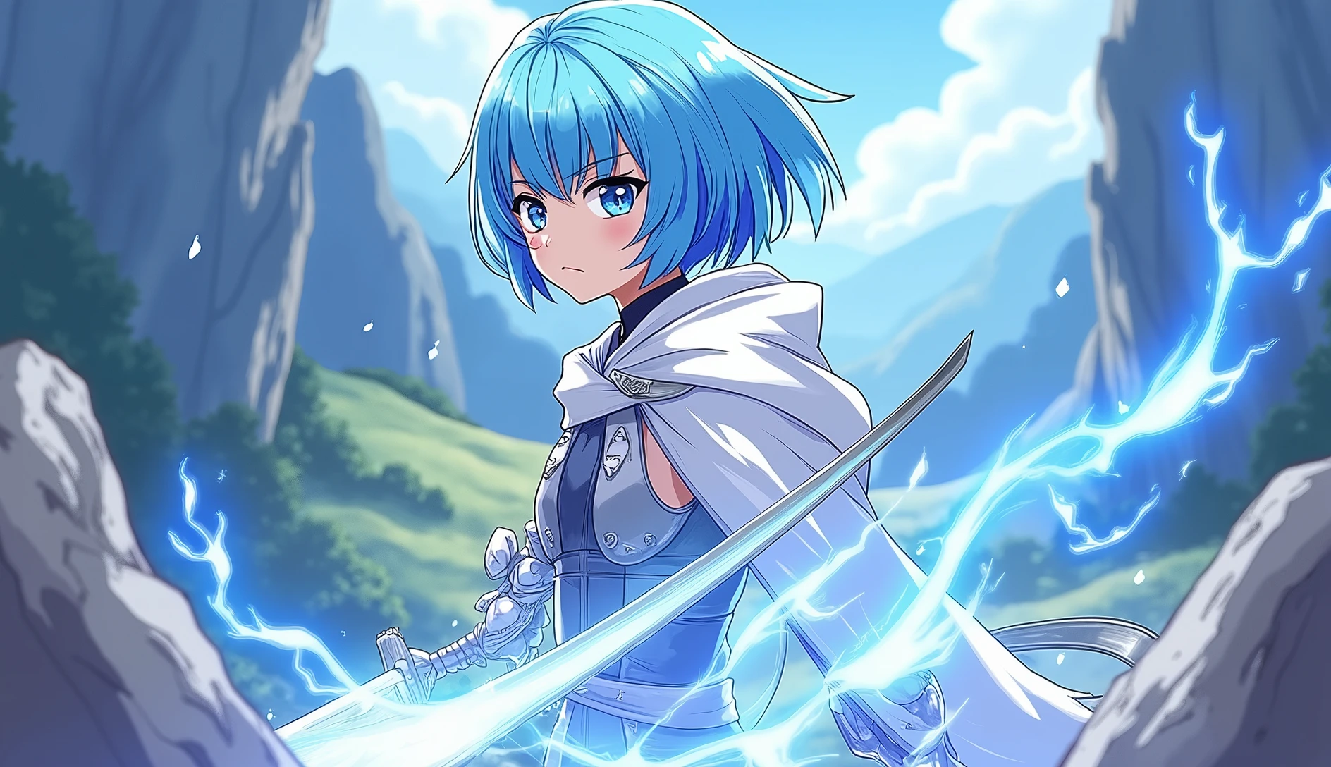 <lora:Lea:1>, leaCode, 1girl, solo, ponytail, red eyes, pauldrons, detached red sleeves, grey shorts, bracers, masterpiece, best quality,