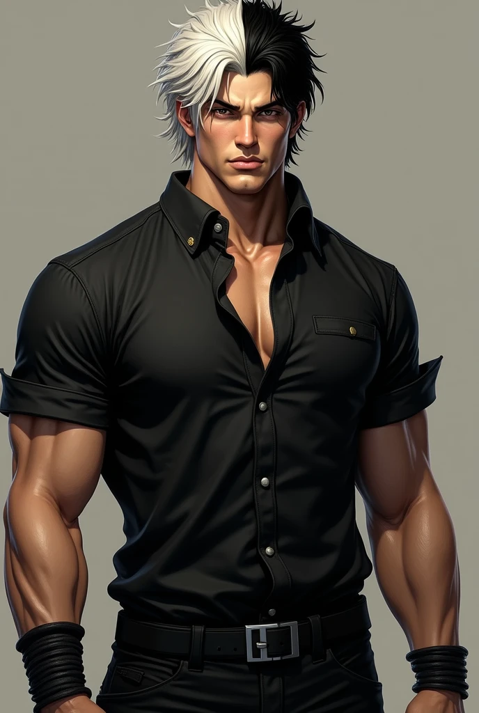 full-length, 1college boy, shirtless, wearing ripped jeans pants, looking at the camera, anime style, with crew cut haircut, holding a heart-shaped crystal, highly detailed, 2d illustration, done in photoshop, vibrant colors, composite lighting, nice and perfect face, stubble, handsome, (white background:1.5), (blank background:1.5), masculine shapes, manly, dynamic pose, dynamic angle, sharp and crisp image