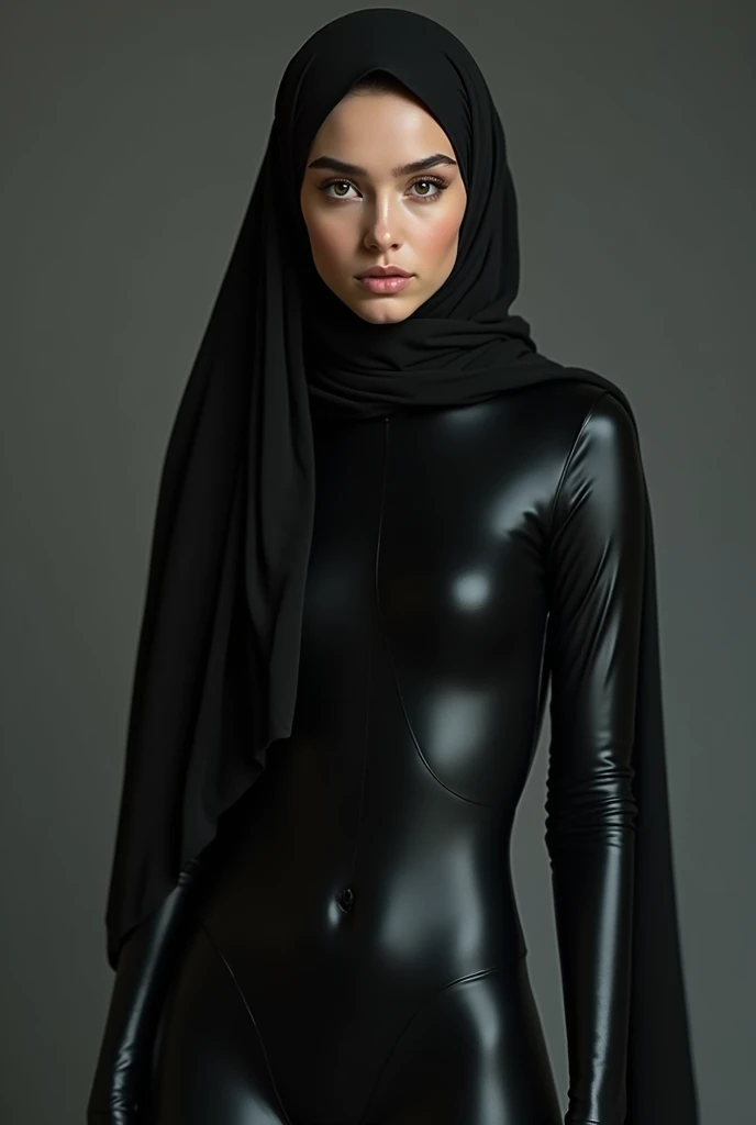 The most beautiful,thin,most cute and clever Asian muslimah girl wears zebra lycra turtleneck unitard catsuit covered with stripes.She always wear zebra print lycra dancewear shawl hijab covered with stripes.She feels good when she smiles.