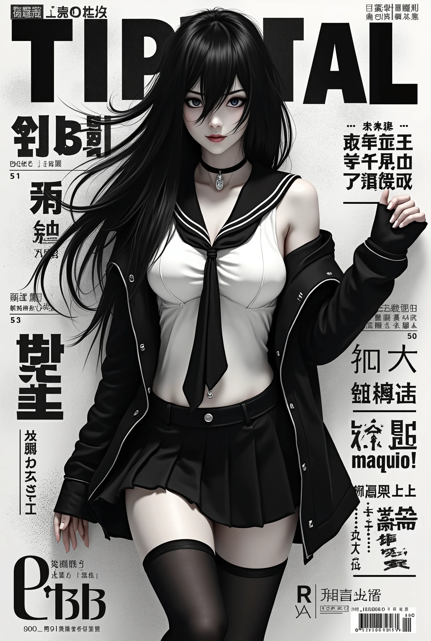 1girl, black hair, hime cut, red eyes, wearing black bra, wearing black pantyhose, snowflake eyes, absurdres, highres, ultrasharp, 8k, masterpiece, looking at viewer, sexy, alluring, erotic, tongue hanging, tall, golden body proportion, loose clothing, best quality, expressive eyes, perfect face, toned muscles, smoking cigarette, magazine cover