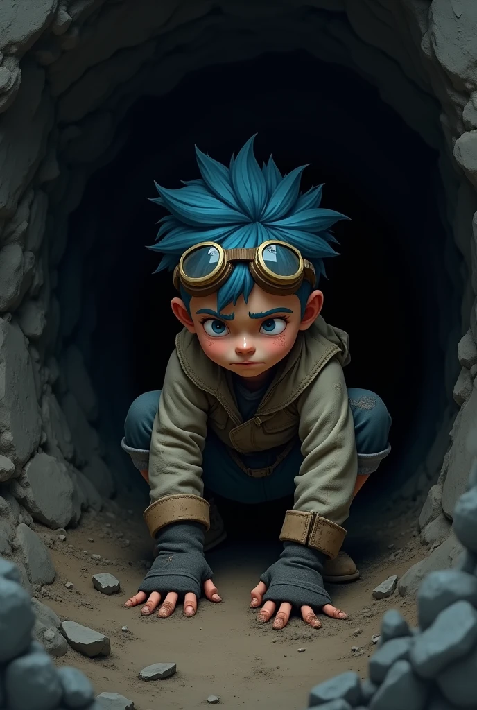 ( detailed crying , detailed face,  detailed background ,  detailed body ), (realistic,photorealistic,photo-realistic:1.37)
  boy , very young, cute, , blue skin, Blue hair, Red Eyes, ( iron cuffs on the wrists), ( iron shackles on the legs ), ( electric shock collar), he is wearing a slave outfit,  shy face , Does a lot of , cries loudly ,  tears streaming , very thin,  malnourished,  sitting on a chair ,