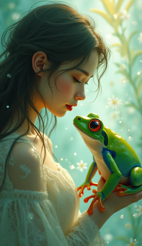illustrious, Toad, Amidst a dreamlike landscape of colors, a mesmerizing garden enchants, its vibrant petals are a feast for the eyes, Dancing and shining, details Intricate, ultra sharp, fantasy art concept, fantastic fairy tale, extravagant atmosphere movie xuer still
