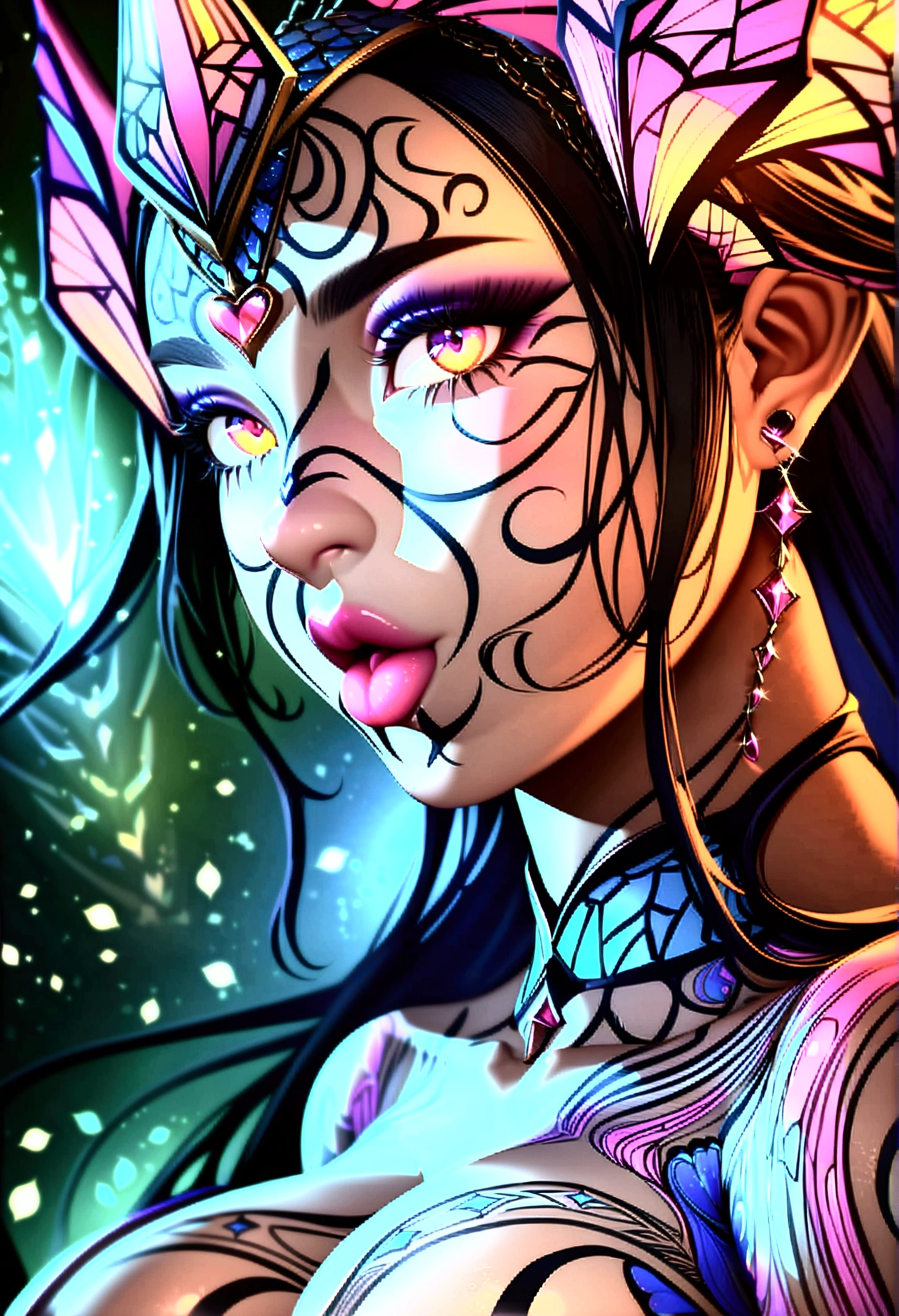 NSFW, Seductive psychedelic horror, nipples, Trippy Hentai, body horror, having sex, real breasts, surreal Sex, ??? trip, sensual, psychedelic vaginal sex, vaginal penetration, provocative, very colorful, glowing