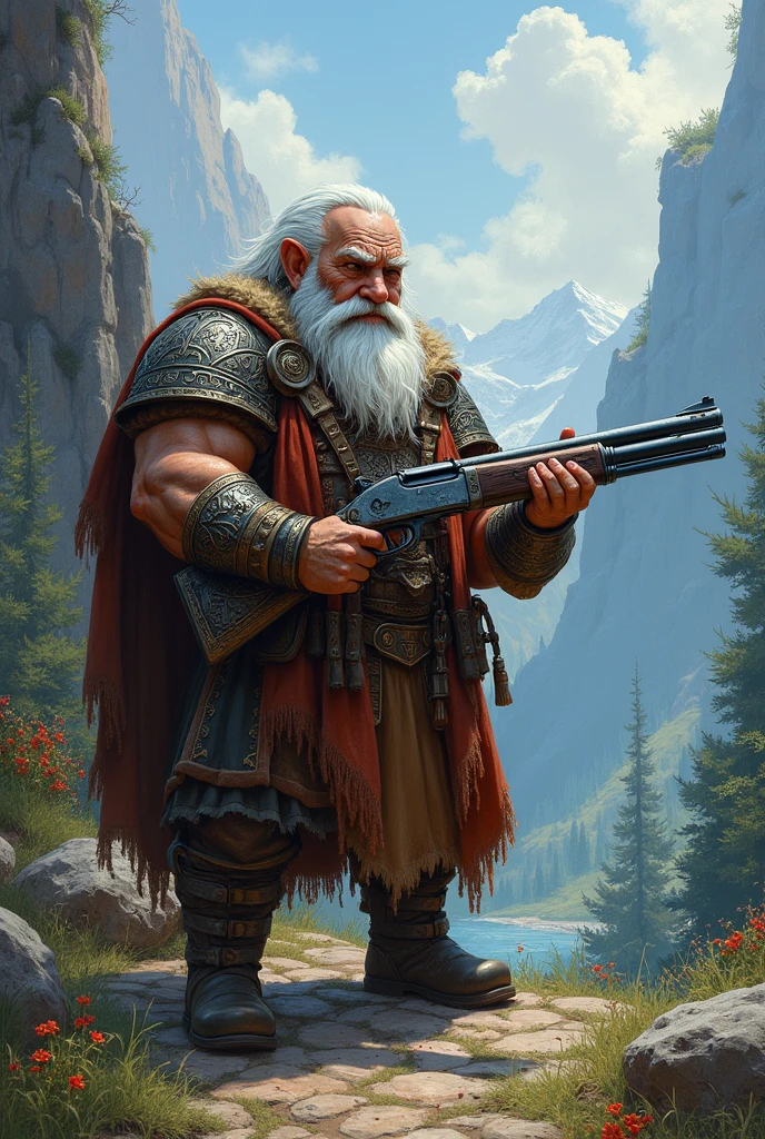 there is a man sitting on a rock with a pipe in his hand, inspired by Johannes Helgeson, rpg_portrait, painted portrait of rugged odin, rpg book portrait, portrait of an adventurer, epic rpg portrait, crisp clear rpg portrait, portrait of fin wildcloak, rpg character art, rpg portrait, by Johannes Helgeson, fullbody rpg portrait